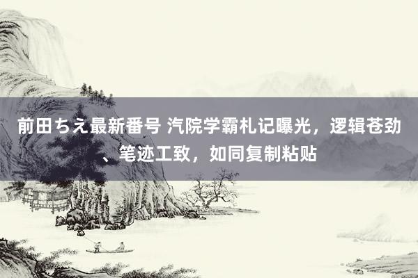 前田ちえ最新番号 汽院学霸札记曝光，逻辑苍劲、笔迹工致，如同复制粘贴