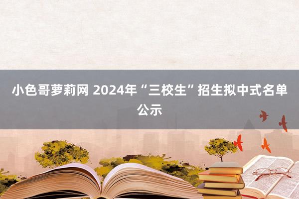 小色哥萝莉网 2024年“三校生”招生拟中式名单公示